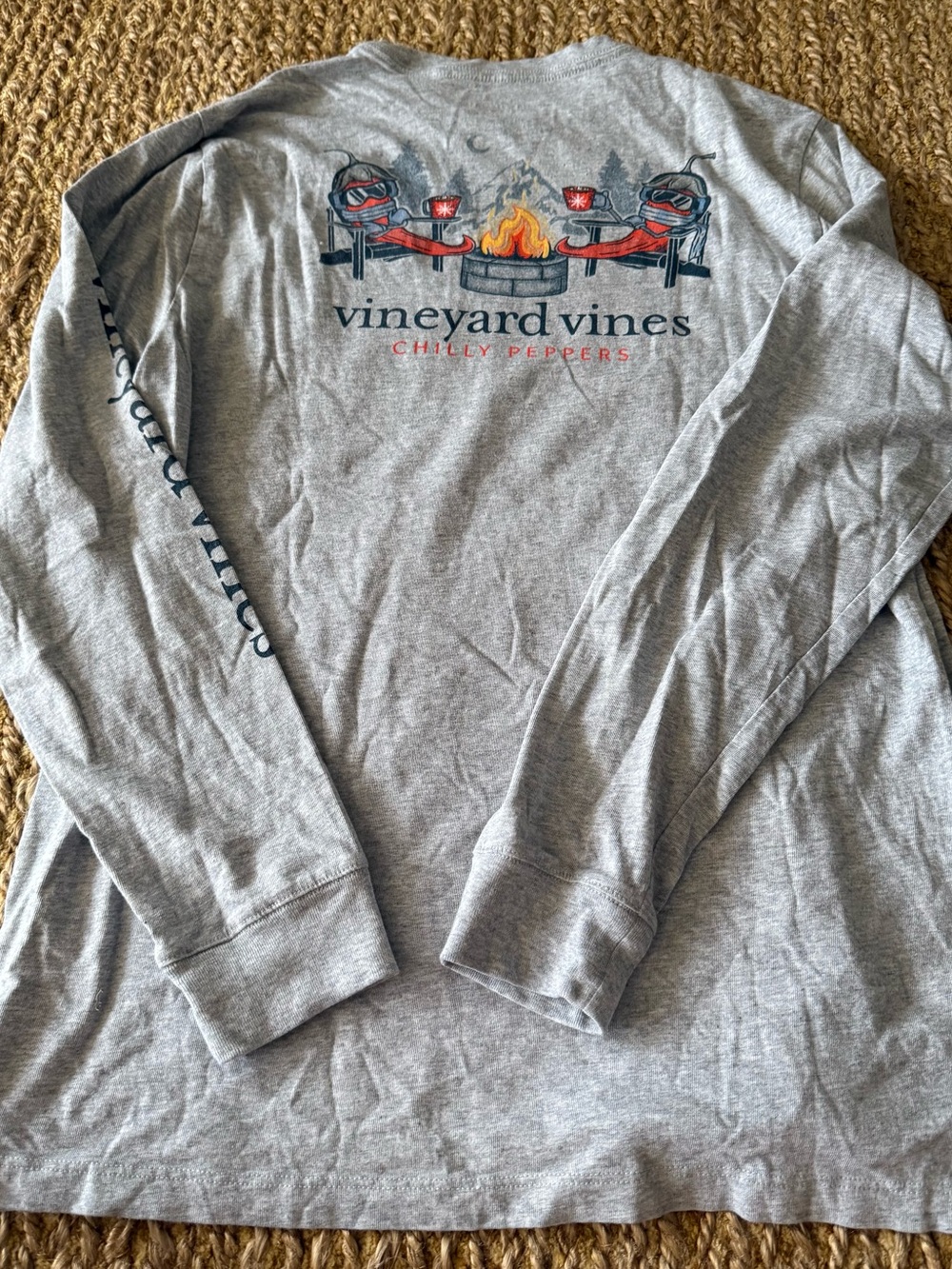 Vineyard Vines Boys Long Sleeve Chilly Peppers Gray T-Shirt Size XL